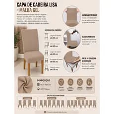 Capa de Cadeira Elástica Malha Gel Lisa Protetora Lavável Sala de Jantar Cozinha Ajustável