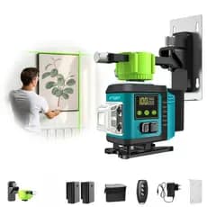 Nível Laser 12 Linhas Verde 40m Recarregável C Controle Pro Autonivelante Tela Lcd 2 Bateria