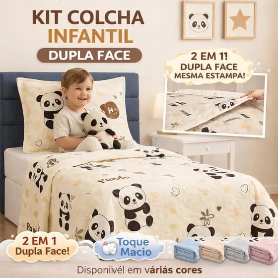 Kit Colcha Infantil Solteiro Menino Dupla Face Matelado 2 Peças Bouti 1,60x2,40 Ideal para o Inverno