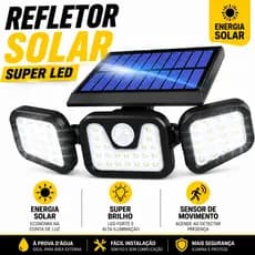 Refletor Solar LED com Sensor de Movimento Luz Externa Super Brilho à Prova D’Água