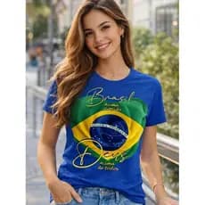 Camiseta Blusa Plus size 100% Algodão Premium Blusa T-shirt Copa Brasil Time Jogo
