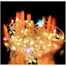 Pisca Pisca Led Colorido Branco ou Amarelo 10m Cordão 100 Leds Natalina Fio Transparente 127V