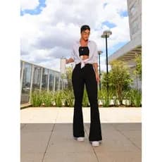 Conjunto Fitness Fluidez Legging Flare E Top Tomara Que Caia