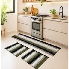 jogos de tapetes e passadeira 3 peças Zurich,para sua cozinha , quarto, banheiro,💚 vede musgo,Um luxo!!💚.