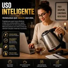 Chaleira Elétrica Ideal Inox 1,8L 1000W Aço Inox Desligamento Automático Base 360° 127V