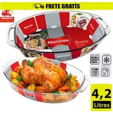 Assadeira Seletta Oval Grande 4,2 Litros Marinex Vidro temperado assadeiras utensilios domestico
