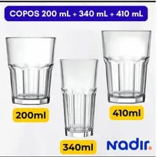 JOGOS DE COPOS DE VIDRO BRISTOL, 200ml, 340ml e 410ml, DRINKS, SUCOS, REFRIGERANTES, CAFÉS, COQUETEI