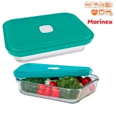 Tigela Marinex Facilita Vap 750ml Retangular com Tampa Cores Sortidas Pote de Vidro
