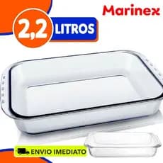 Travessa Marinex Retangular 2,2  Litros Assadeira em Vidro Temperado
