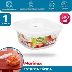 Pote de Vidro Marinex com Tampa 500ml Tigela Vap Facilita Armazenar Alimento Geladeira Marmita Nadir