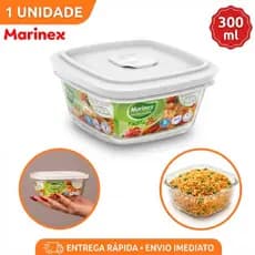 Pote de Vidro Marinex com Tampa 300ml Tigela Vap Facilita Armazenar Alimento Geladeira Marmita Nadir