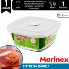 Pote de Vidro Marinex com Tampa 2 Litros Tigela Vap Facilita Armazenar Alimento Geladeira Marmita