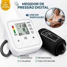 Monitor de Pressão Arterial Digital Automático de Braço LCD Medidor Cardíaco