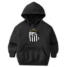 Moletom Infantil Flanelado Canguru Blusa Quentinha Casaco Santos Estampado Desenho Frase Time
