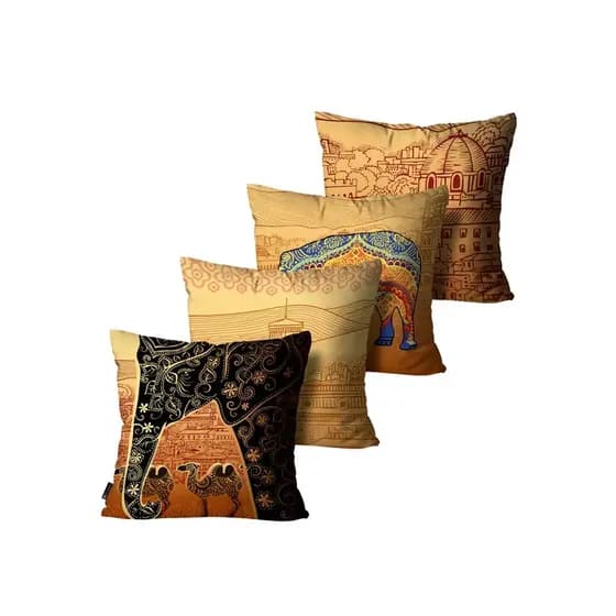 Kit com 4 Capas de Almofadas Decorativas Indiana Colorido