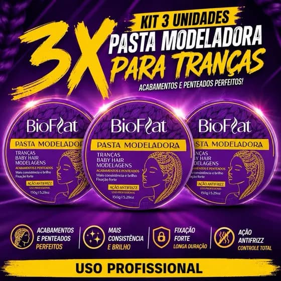 KIT Pomada para Tranças Profissional 150g BioFlat