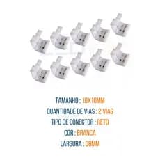 Kit 10 Conector Para Fita Led Emenda Rápida Sem Solda 8mm 2 Vias Fita Led Ip20 5050