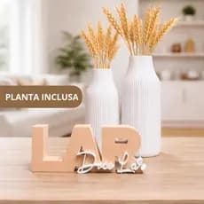 Kit Decorativo LAR Doce Lar + 2 Vasos 18cm e 14cm com Trigo – Decoração Moderna