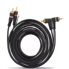 01 Cabo Rca 2 X 2  com Fio Terra 5 metros Áudio Som  e Som Automotivo Flex Preto