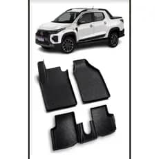 Jogo de Tapete com 5 peças Borracha Tipo Bandeja Bordas Altas Fiat Strada 4 Portas  2017 a 2026