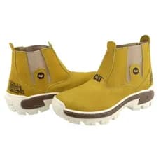 Bota Coturno Cat Botina Adivendro Couro Legitimo  Amarelo 10
