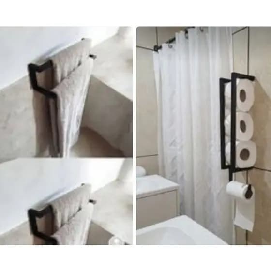 kit para banheiro, porta toalhas mais porta papel higiênico.