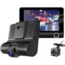 Camera Interna Segurança Uber Veicular Automotiva Gravação Full Hd Frontal Ré Lcd 4 Com Camera De Ré