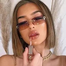 Óculos de Sol Sem Armacao Aro com Lentes Claras Gradientes UV400 Óculos Quadrado com Lentes Coloridas UV400
