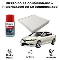 Kit Filtro Cabine Ar Condicionado + Higienizador do Ar | AKX1396 | Renault Fluence 1.6/2.0 2011 a 19