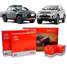 Kit de Filtros  WEGA Ar Óleo Combustível e Cabine Para Revisão Completa L200 Triton Pajero 2.4 2016/