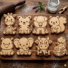 kit 8 cortador para biscoitos, pasta americana e outros Animais Fofinhos Safari Modelo 13