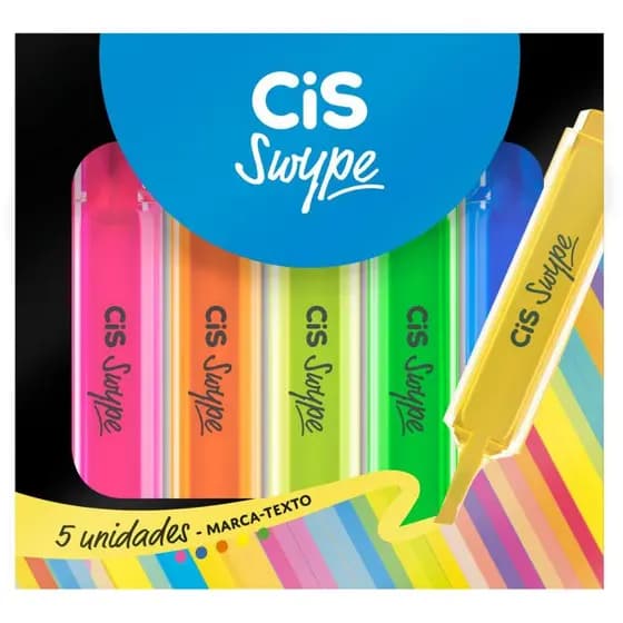 Caneta Marca Texto Cis Swype 5 Cores - Sertic