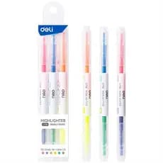 Caneta Marca Texto Highlighter 2 Pontas 6 Cores - Deli