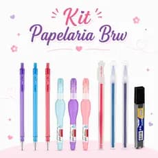 Kit Escolar 1 Lapiseira, 12 Grafites, 1 Caneta Corretiva e 1 Marca Texto - Brw