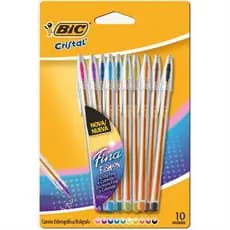Caneta Esferográfica Cristal Fina Fashion 4 e 10 Cores - Bic