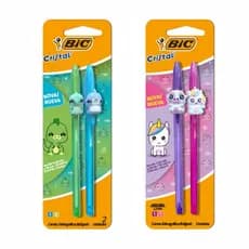 Caneta Esferográfica Cristal Fashion Bichinho Azul/Verde e Rosa/Roxo - Bic