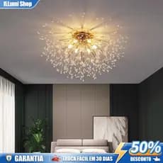 Luminária De Teto Moderno Dourado Lustre Pendente Cristal Dente Sala De Estar Jantar Decoração Teto