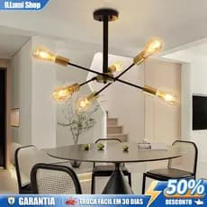 Lustre Moderno Pendente 6 Braços Semi-Embutida Antiga Nórdica Decorativa,para Sala Quarto Cozinha