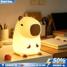 Luminária de Capivara de Mesa,Silicone Material Luz Quente Sleep Night Abajur