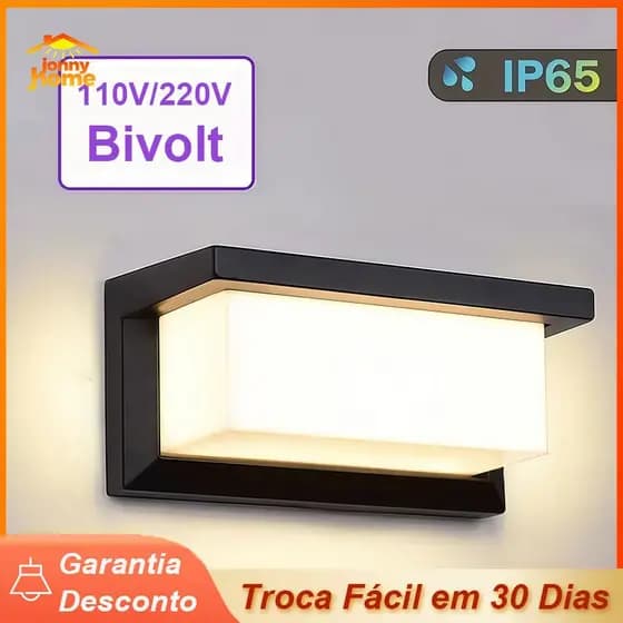 Arandela De Parede Externa Retangular Led Cor Preta Design Moderno e Elegante Iluminação Decorativa Bivolt