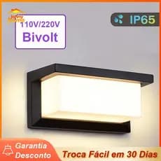 Arandela De Parede Externa Retangular Led Cor Preta Design Moderno e Elegante Iluminação Decorativa Bivolt