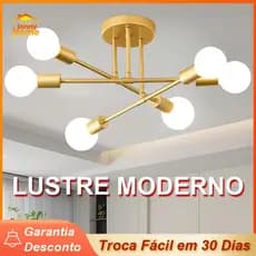 Lustre Moderno Lâmpada De Teto Semi-Embutida Iluminação De Ouro Antiga Nórdica Decorativa De Casa