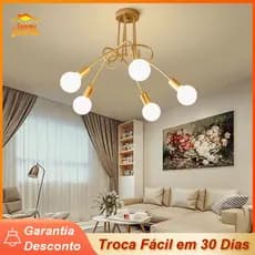 Pendente Lustre Assimétrico Dourado Iluminação Criativa Luminária de Teto para Cozinha e Sala