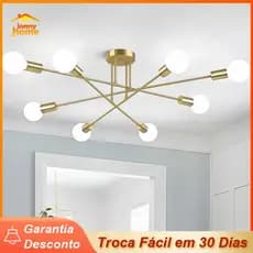 Pendente Moderno Lustre Dourado 3 cores em 1 Luz 8 Lâmpadas De Teto Para Quarto Cozinha e Sala