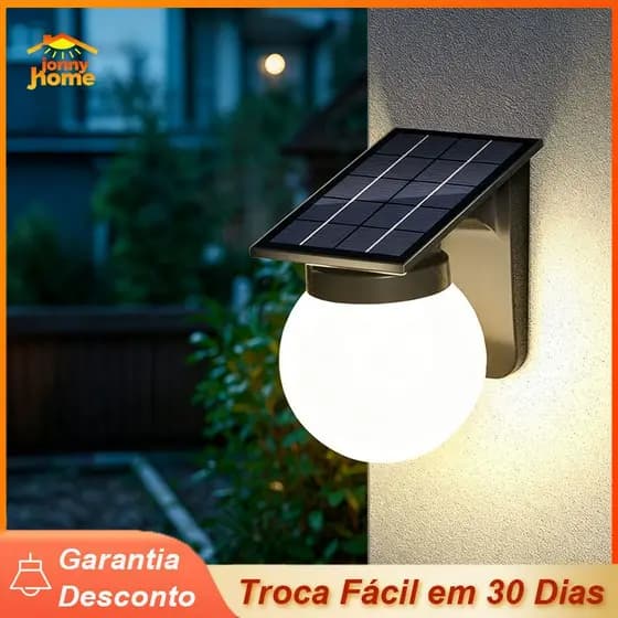 Arandela Externa Solar Sem Fio - Iluminação Ambiente LED À Prova D'água Decoração para Portão de Jardim