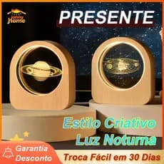 【Presente De Aniversário】Luminária Luz Noturna Led Base Madeira Decorativo Quarto Infantil Casal Presente Criativo