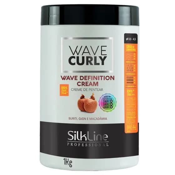 Creme de Pentear Buriti, Ojon e Macadâmia Wave Curly SilkLine 1kg – Nutrição, Hidratação e Definição dos Cachos