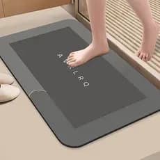 Tapete de Banheiro Antiderrapante 3D - Absorvente e Seca Rápida - Microfibra Macia - Para Porta de Banheiro