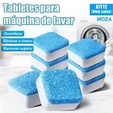 Pastilha Efervescente Limpa Máquina de Lavar | Kit 12 Unid，Fácil, Remove Resíduos & Seguro