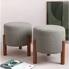 *PROMOÇÃO* Kit 2 Puffs Apollo Decorativo Sala Escritorio - Sala Luxuoso - Cores Linho